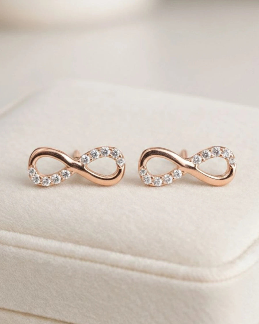Eternal Infinity Pave Stud Earrings – 925 Sterling Silver