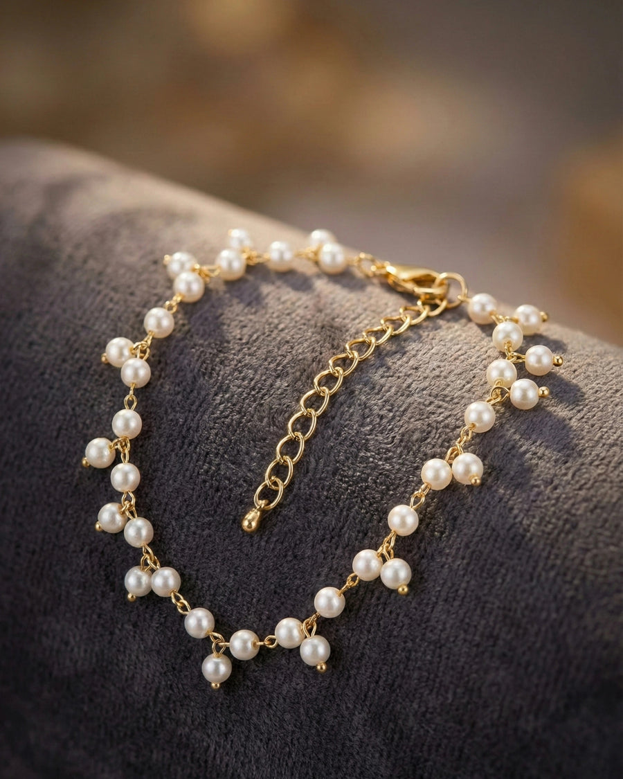 Luminous Pearl Cascade Bracelet – 925 Sterling Silver
