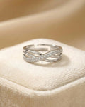 Infinity Cross Pavé Adjustable Band – 925 Sterling Silver