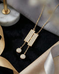 Art Deco Dual-Bar Lariat Necklace – 925 Sterling Silver