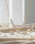 Silvonar 925 Sterling Silver Jewelry Set – [Dazzling Halo & Curved Crystal Bar Design]