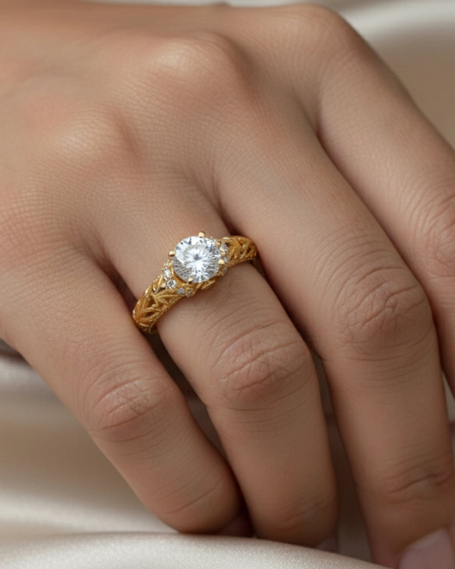 Ethereal Lace Pavé Solitaire Ring – 925 Sterling Silver