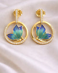 Emerald Glaze Butterfly Halo Earrings – 925 Sterling Silver