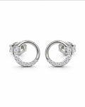 Ethereal Crescent Halo Stud Earrings – 925 Sterling Silver