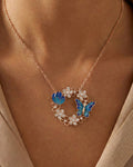 Enchanted Butterfly Garden Wreath Necklace – 925 Sterling Silver