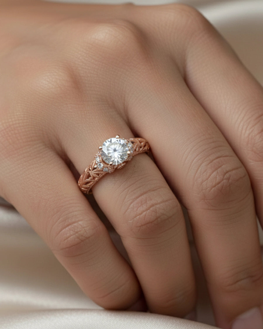 Ethereal Lace Pavé Solitaire Ring – 925 Sterling Silver