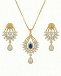 Silvonar 925 Sterling Silver Jewelry Set – [Royal Sapphire & Chandelier Halo Design]