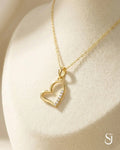 Graceful Open Heart Solitaire Necklace – 925 Sterling Silver