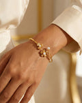Pearl Floral Bloom Bangle - 925 Sterling Silver Adjustable Bracelet for Women
