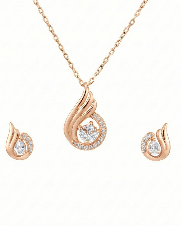 Silvonar 925 Sterling Silver Graceful Teardrop & Marquise Crystal Jewelry Set – Pendant Necklace and Earrings