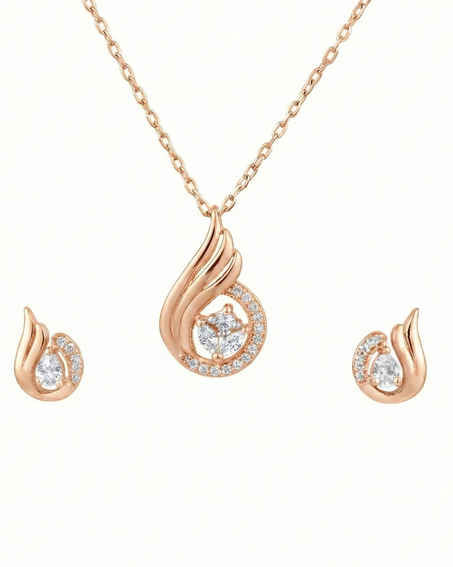 Silvonar 925 Sterling Silver Graceful Teardrop & Marquise Crystal Jewelry Set – Pendant Necklace and Earrings