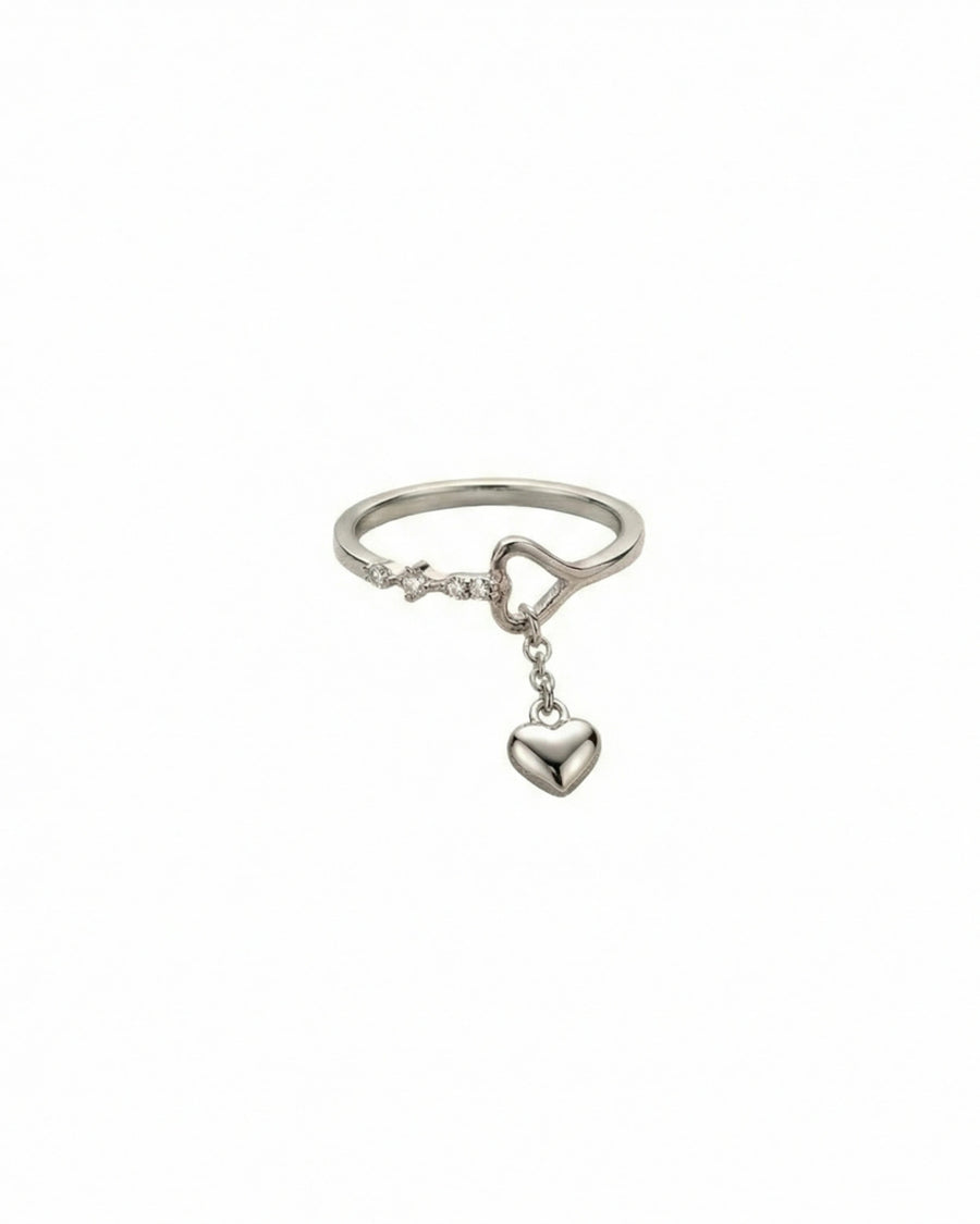 Eternal Love Dangle Heart Ring – 925 Sterling Silver