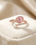Enchanted Rose Quartz & Pearl Open Wrap Ring – 925 Sterling Silver