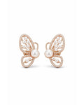 Graceful Butterfly Pearl Stud Earrings – 925 Sterling Silver