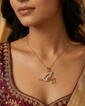 Divine Krishna Flute & Peacock Feather Necklace – 925 Sterling Silver Zircon Pendant