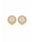 Brilliant Halo Solitaire Stud Earrings – 925 Sterling Silver