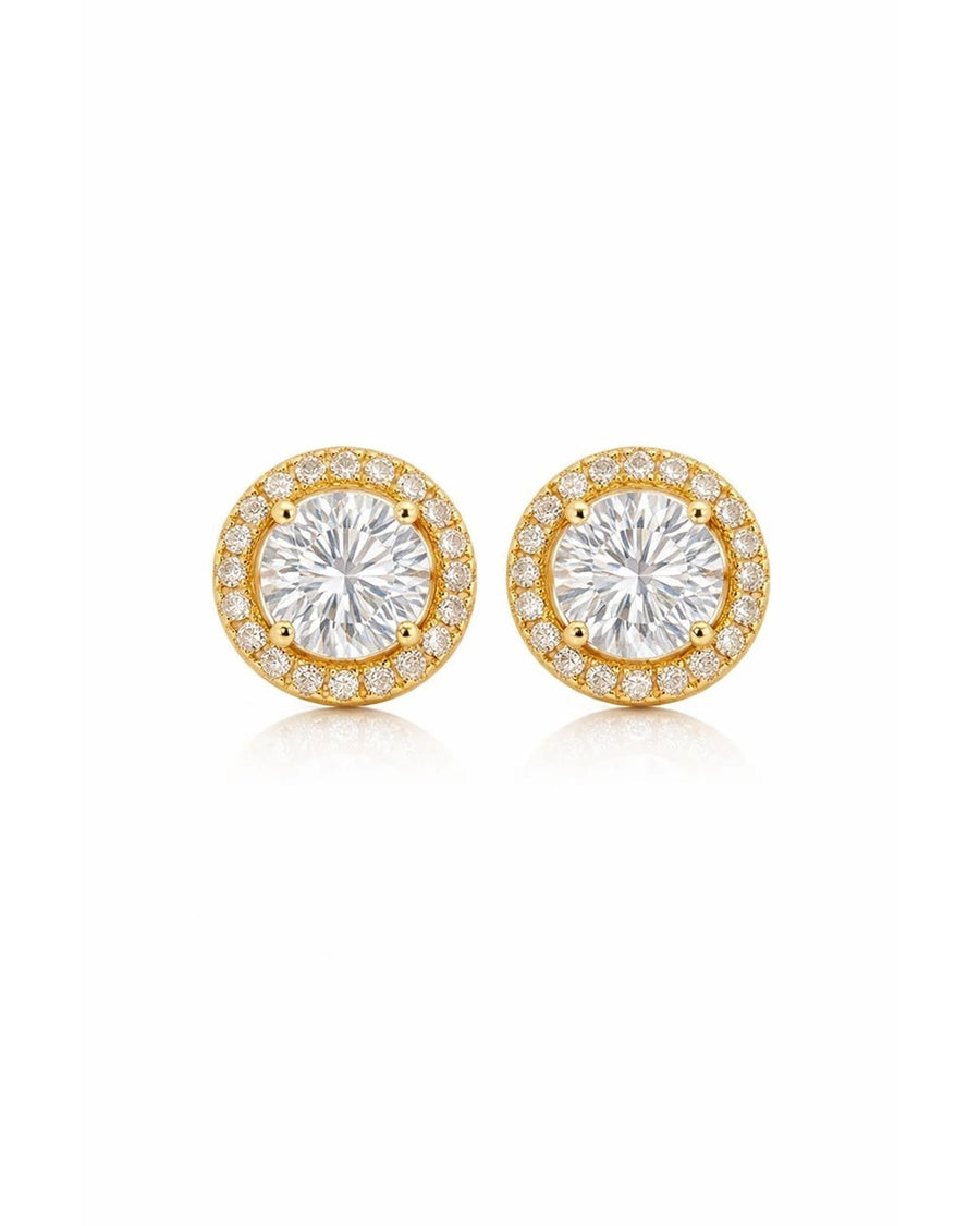 Brilliant Halo Solitaire Stud Earrings – 925 Sterling Silver