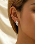 Sweetheart Duo Pave Stud Earrings – 925 Sterling Silver