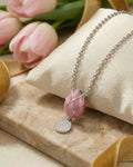 Graceful Tulip Bloom Enamel Necklace – 925 Sterling Silver