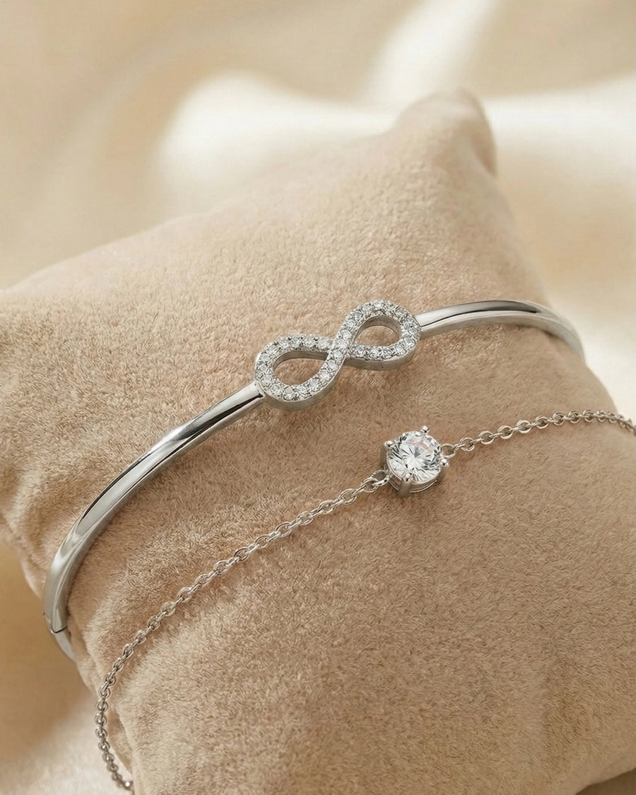 Eternal Infinity Duo-Chain Bangle – 925 Sterling Silver