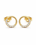 Ethereal Crescent Halo Stud Earrings – 925 Sterling Silver