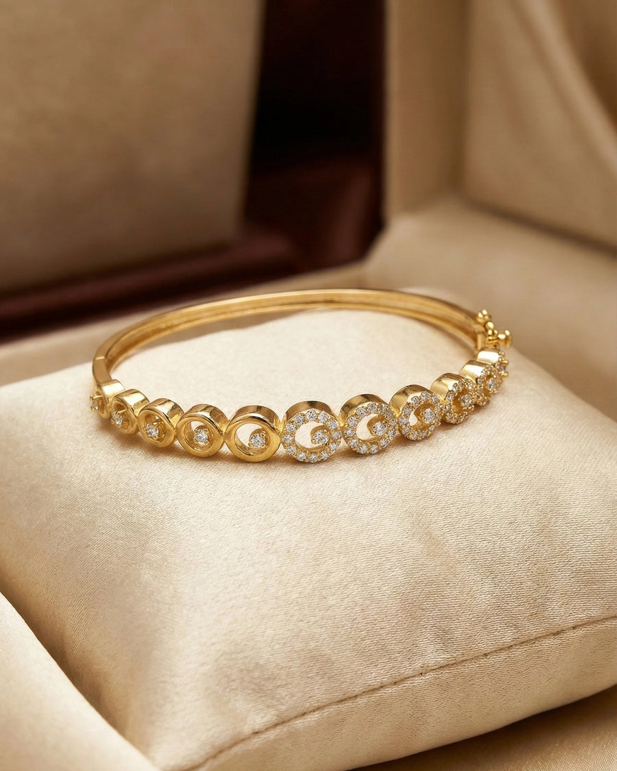 Imperial Crescent Halo Bangle – 925 Sterling Silver