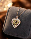 Golden Radiance Heart Mosaic Necklace – 925 Sterling Silver