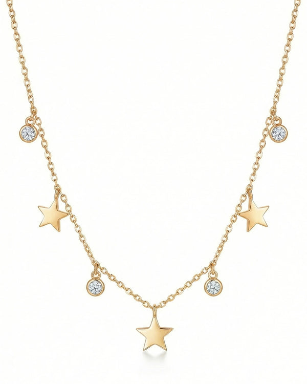 Celestial Stardust Station Necklace – 925 Sterling Silver