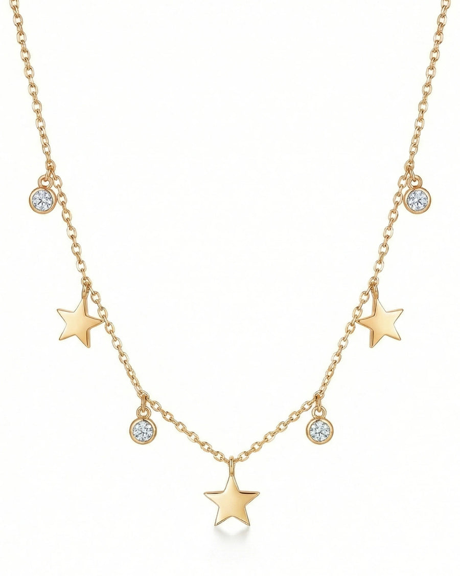 Celestial Stardust Station Necklace – 925 Sterling Silver