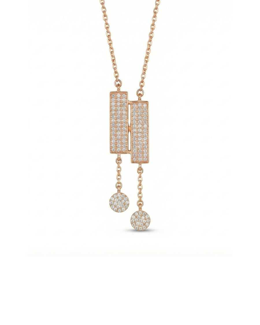 Art Deco Dual-Bar Lariat Necklace – 925 Sterling Silver