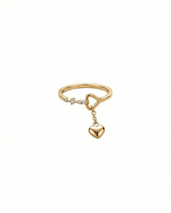 Eternal Love Dangle Heart Ring – 925 Sterling Silver