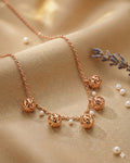 Golden Filigree Globe & Pearl Station Necklace – 925 Sterling Silver