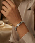 Imperial Crescent Halo Bangle – 925 Sterling Silver