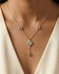Imperial Geometric Diamond-Drop Necklace – 925 Sterling Silver