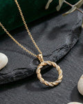 Entwined Halo Pavé Circle Necklace – 925 Sterling Silver