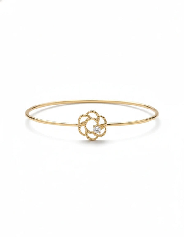 Midnight Rose Filigree Bangle – 925 Sterling Silver