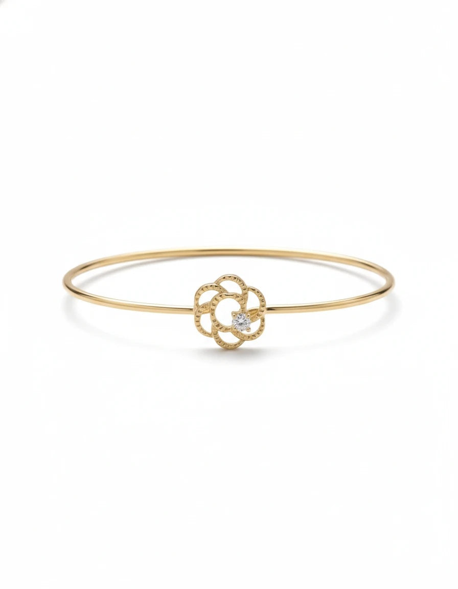 Midnight Rose Filigree Bangle – 925 Sterling Silver
