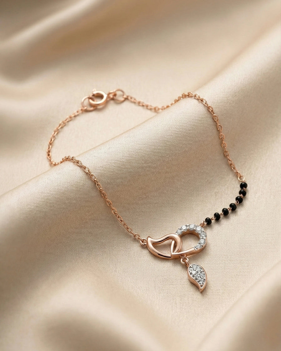 Amour Interlocking Heart Mangalsutra Bracelet – 925 Sterling Silver