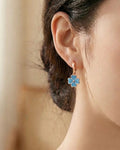 Azure Clover Enamel Drop Earrings – 925 Sterling Silver