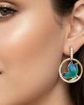 Emerald Glaze Butterfly Halo Earrings – 925 Sterling Silver