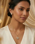 Silvonar Gold Plated 925 Sterling Silver Radiant Square Halo Jewelry Set – Pendant Necklace & Stud Earrings