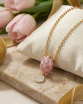 Graceful Tulip Bloom Enamel Necklace – 925 Sterling Silver