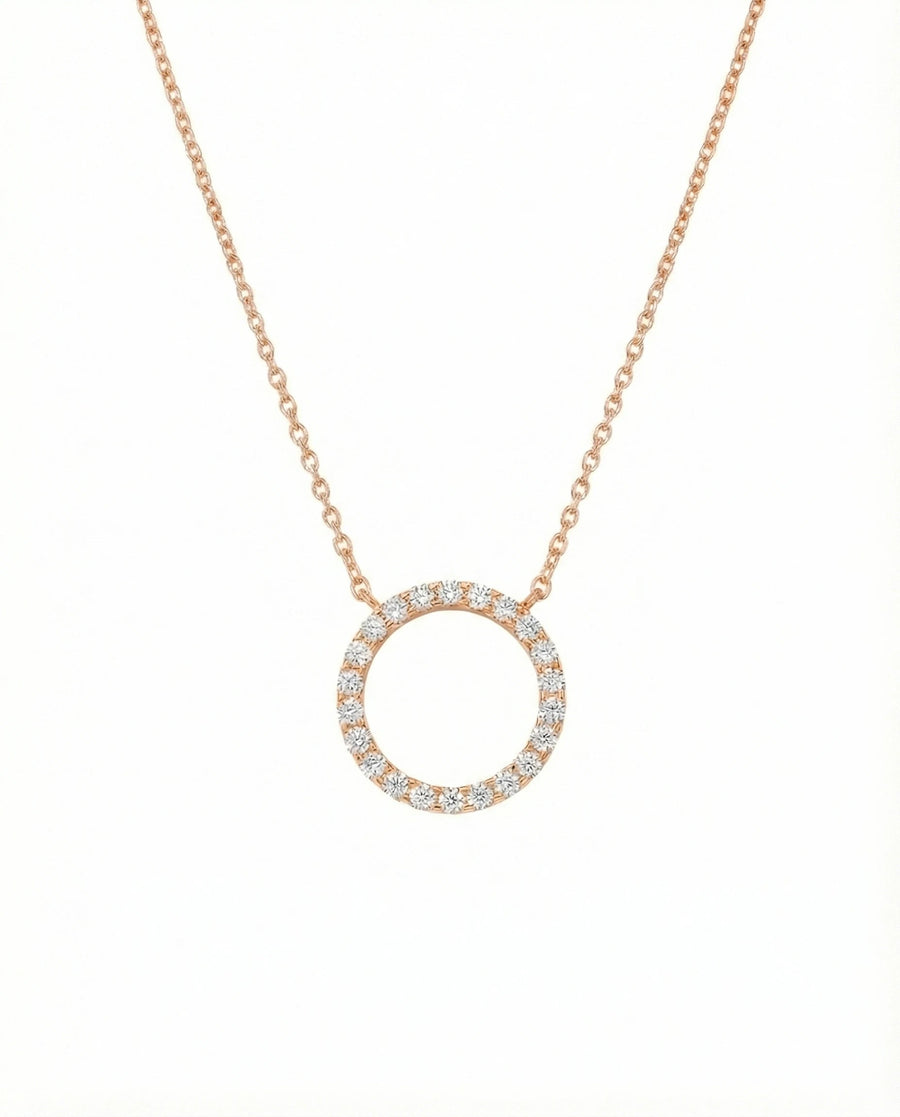 Ethereal Halo Circle Necklace – 925 Sterling Silver