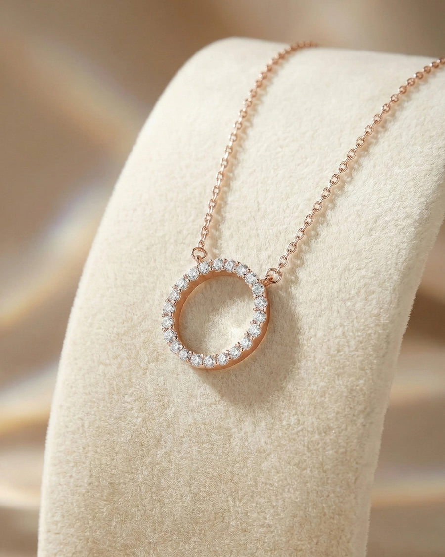 Ethereal Halo Circle Necklace – 925 Sterling Silver