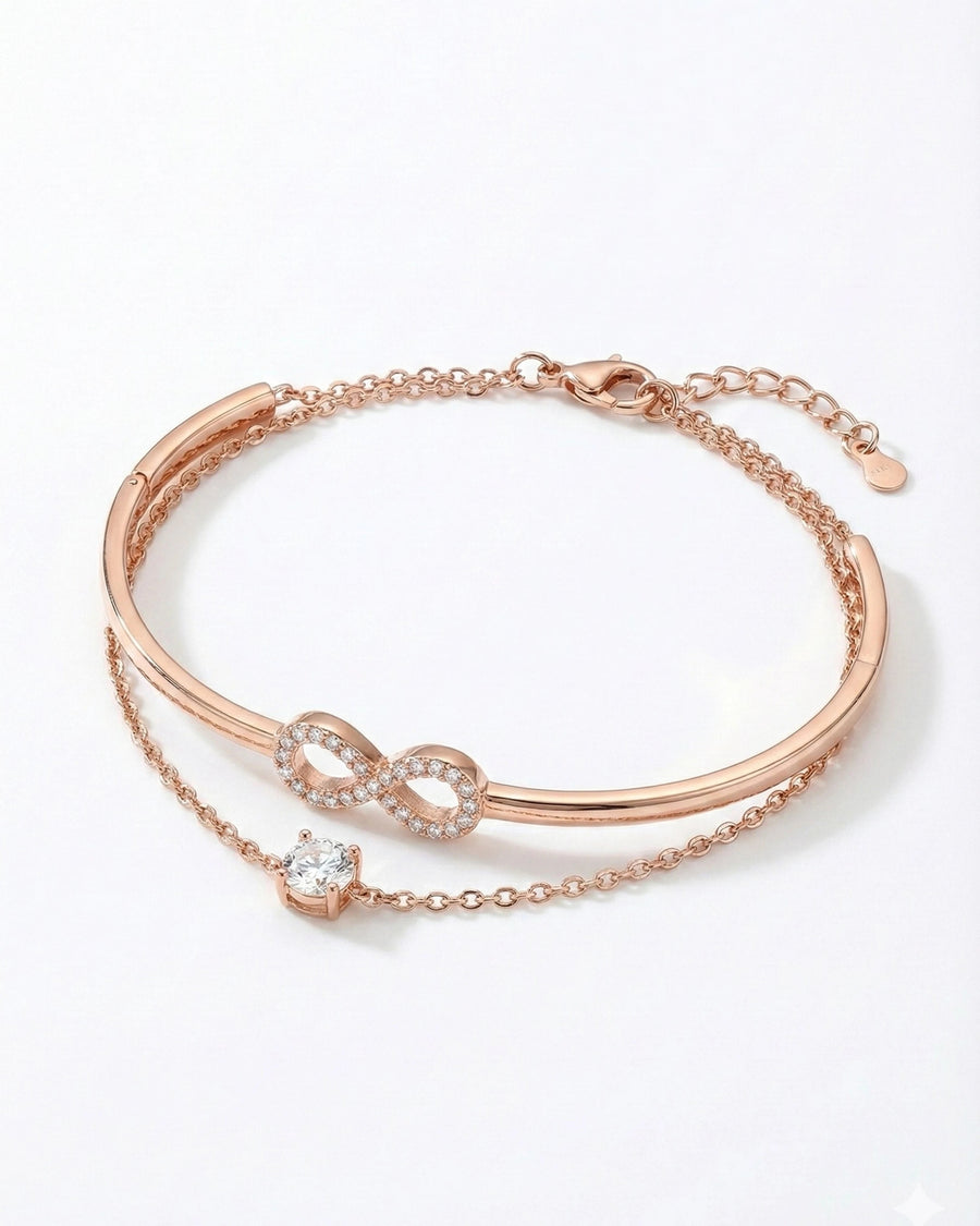 Eternal Infinity Duo-Chain Bangle – 925 Sterling Silver