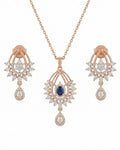 Silvonar 925 Sterling Silver Jewelry Set – [Royal Sapphire & Chandelier Halo Design]