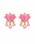 Graceful Lotus Blossom Enamel Studs – 925 Sterling Silver