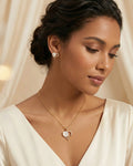 Silvonar 925 Sterling Silver Heart & Mother-of-Pearl Flower Jewelry Set – Romantic Necklace and Earrings