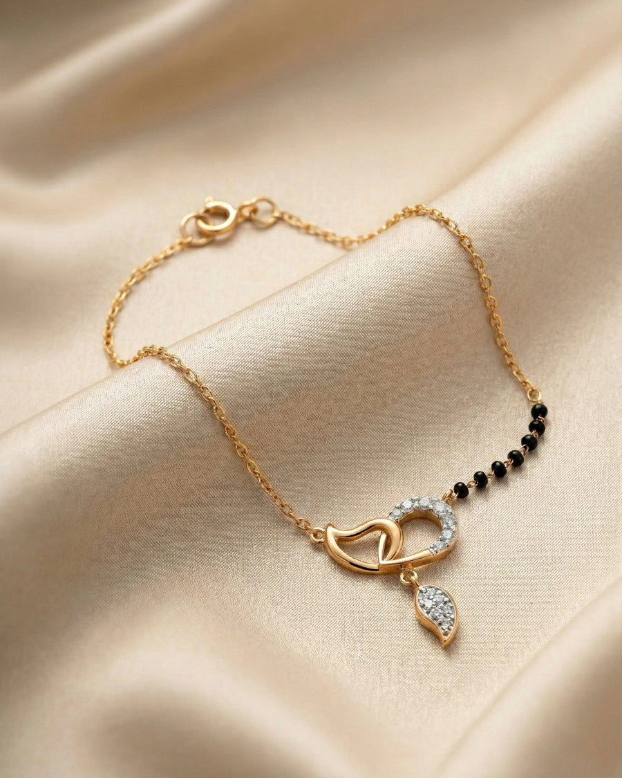 Amour Interlocking Heart Mangalsutra Bracelet – 925 Sterling Silver
