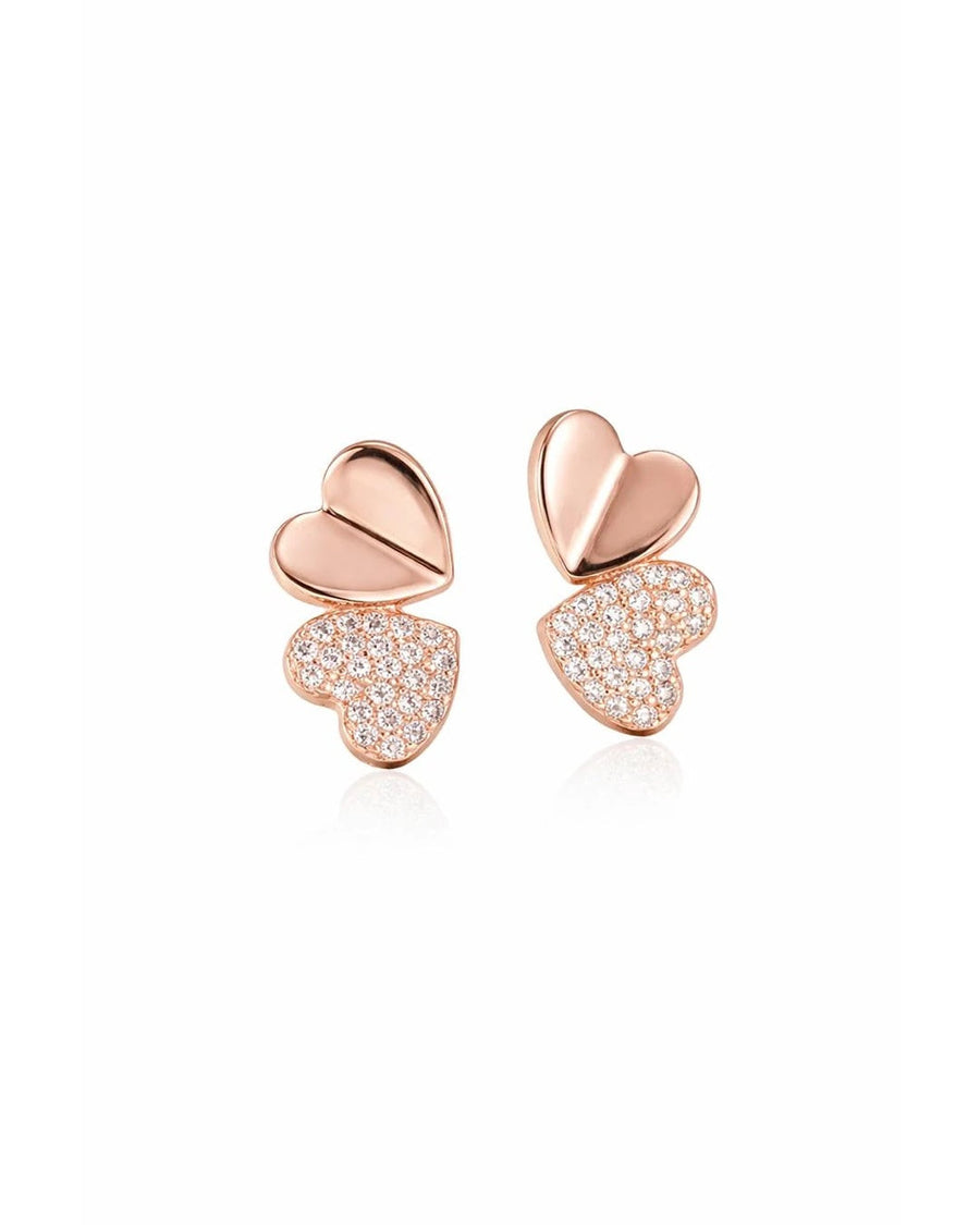 Sweetheart Duo Pave Stud Earrings – 925 Sterling Silver